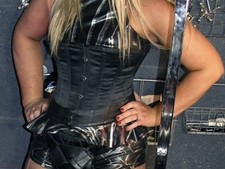 Black & Silver Marbled Latex Crop Top and Shorts Set – Size XL