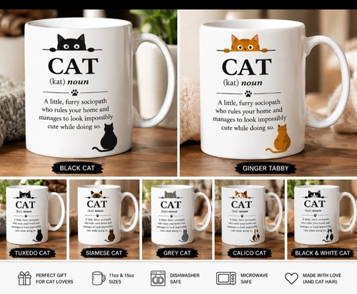 Funny cat definition - mug, cute
