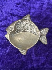 Vintage Solid Brass Fish Ashtray Ornament Coin Trinket Dish