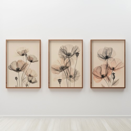 Set poppy flower - set, 3