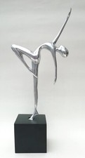 Art Deco Style Dancer Figurine 45cm Tall Aluminium Sculpture Vintage Look