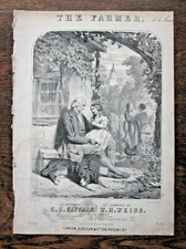 c1860 The Farmer Victorian Music Sheet Laby Weiss Eastman Rural Country Scene