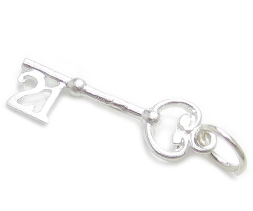 Key sterling silver charm - silver,