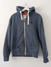 Men's Superdry Orange Label Full Zip-up Hoodie/ Fleece lining in Blue Medium 