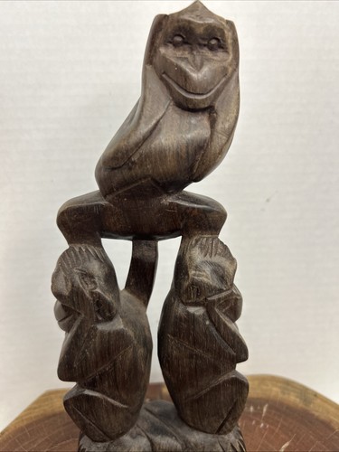 Three wise monkeys hand carved - monkeys,