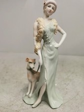 Art Deco Style 10'' Figurine of Woman with Greyhound.