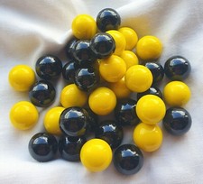 OPAQUE 'BEE MIX' - BLACK AND YELLOW - 25 Solid Colour Glass Marbles, 14mm