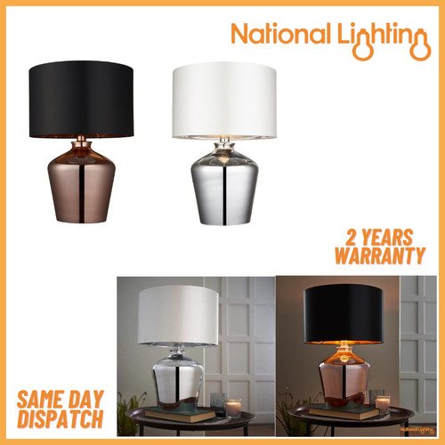 Chrome glass table lamp 60w - chrome,