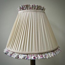 Cream Lilac Floral Gathered Ruffled Fabric Lampshade Curtains Drapes Cushions
