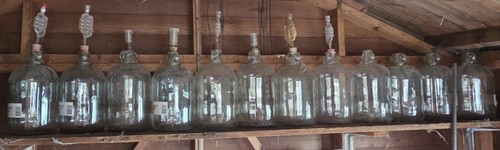 Vintage clear glass demijohn - glass, 1