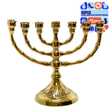 Vintage Mini Brass Jewish Menorah Hanukkah 7 Branches Candle Holder 3.5"