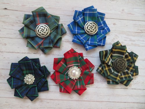 Tartan plaid ruffle rosette - tartan,