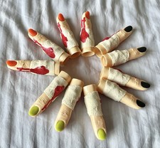 Halloween Hard Plastic Fake Fingers Set Fancy Dress Props 11 Pieces Adult