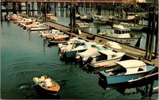 Vancouver Island British Columbia BC Wooden Fishing Boats Rowboat Dock Postcard