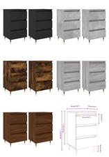 Bedside Cabinets with 3 Drawers Bedroom Storage Nightstand Bed Side Table 2pcs