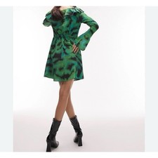 Topshop animal ruffle neck tea