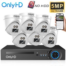 OnlyHD CCTV System HD 5MP 8CH DVR With 6 Cameras Outdoor Home Security Kit UK
