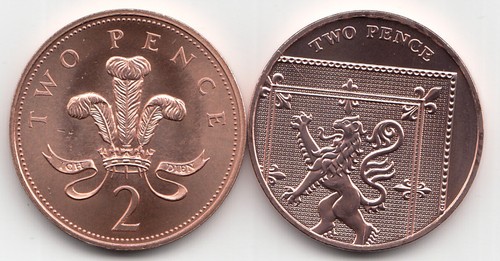 Two pence coins - 2p, 1982