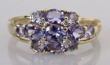 Gold Diamond Ring - Ex QVC 9ct Yellow Gold Tanzanite Diamond Cluster Ring Size M