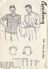 1940s Vintage Sewing Pattern Size16-16 1/2 MENS SHIRT (1053)