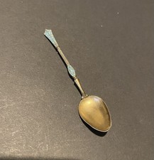 NORWEGIAN SILVER GILT, TURQUOISE ENAMEL & WIREWORK SPOON, ENGLISH IMPORT MARKS