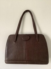 Vintage 50s Riviera bag brown lizard look leather top handle handbag purse #VC