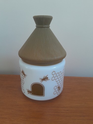 Vintage milk glass honey - vintage, pot