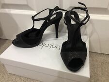 Women’s Black Sparkly Open  Toe High Heel sandal  Shoes Untold Size 3