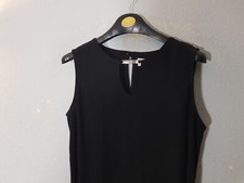 DOROTHY PERKINS stunning 50inch LONG BLACK HALTER V NECK SIZE 10 ELEGANT DRESS 