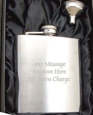 Personalised Engraved Stainless Steel 6oz Hip Flask,Funnel and Gift Box