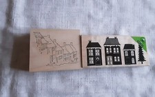 Art Impressions houses & Hero Arts Winter Village K5534, 2 wood mounted stamps
