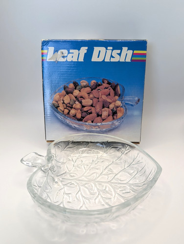 Vintage glass leaf - glass, dish