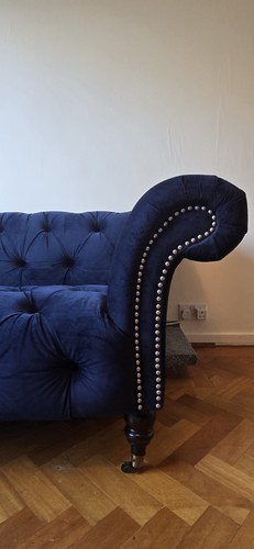 Dark navy blue velvet - , 3-seater