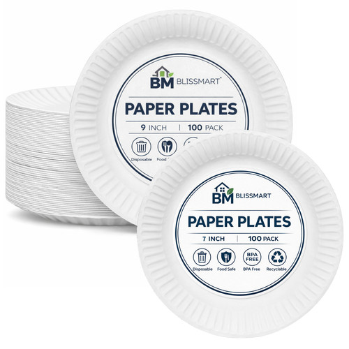White paper plates disposable - paper,