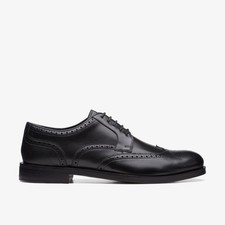 Clarks Mens Craftdean Wing Black Leather Brogues Leather Smart