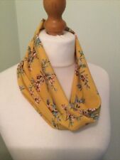Snood Cowl Circle Scarf Handmade Yellow Mustard Green Beige