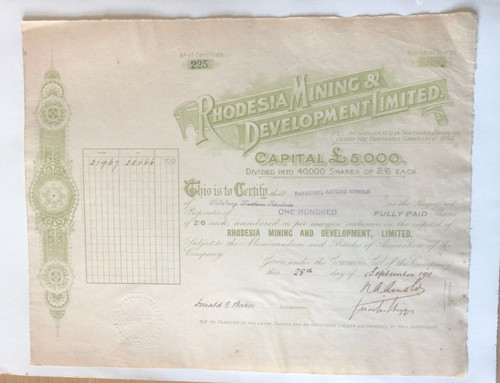 Antique 1911 share certificate - 1911,