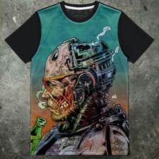 Robocop Retired OCP Onmi Consumer Products ED209 Sci Fi Mens PANEL T Shirt