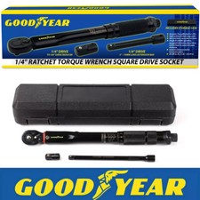 Goodyear Ratcheting Torque Wrench 1/4" Socket Set Square Drive Car Wheel Wrench