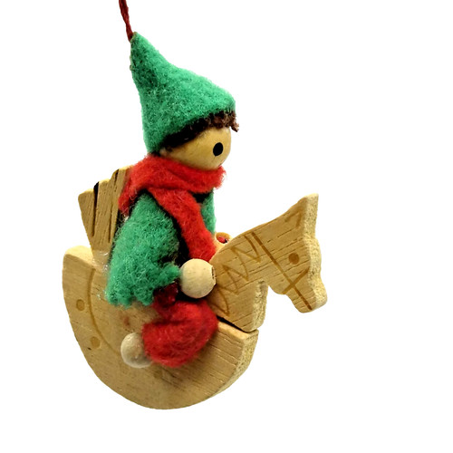 Vintage wooden elf rocking - vintage, on