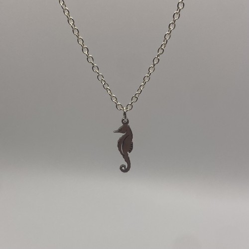 Silver seahorse pendant - silver,