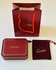 Cartier Bracelet Box Set Jewelry Packaging Display Case, Velvet Pouch, Gift Bag