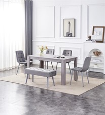 Dining Table and 4 Chairs With Bench Grey 4 Grey Velvet Chairs