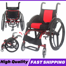 24" Folded Portable Athletic Wheelchair Disabled Trolley Aluminum Alloy 38CM