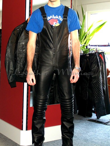 Leather dungarees motorcycle - leather,