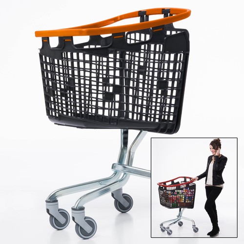 Orange shopping trolley - shopping, small