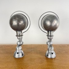 PAIR OF VINTAGE INDUSTRIAL STRIPPED AND POLISHED JIELDE WALL LIGHTS  #4471