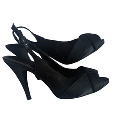 Black Satin Sling Back Peep