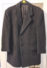 Dunn & Co Men's Grey Wool Overcoat Single Breasted Cashmere Blend Size L