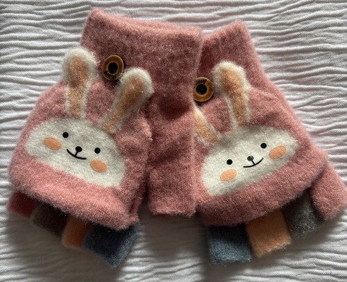 Pink bunny winter gloves - pink,